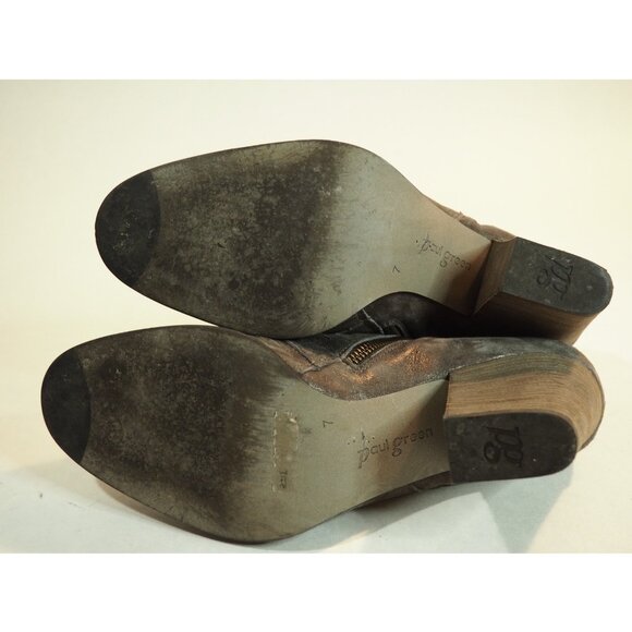 Paul Green Brown Textured Suede Metallic Bronze High Heel Ankle Boots, Size 7 US - Picture 7 of 9